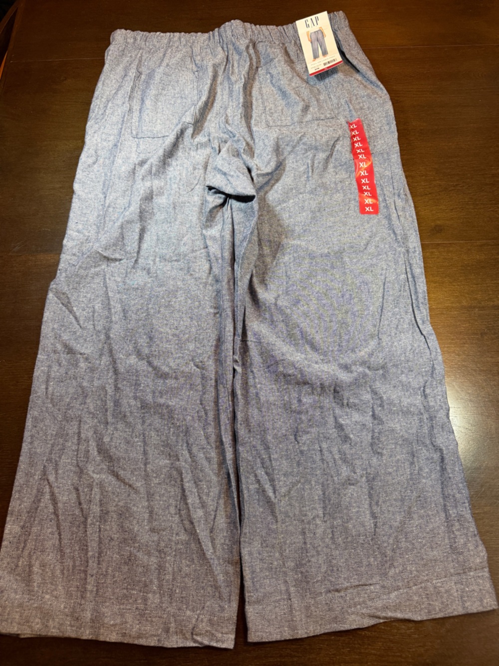GAP Navy and White Linen Wide Leg Pants Coastal - Picture 10 of 12